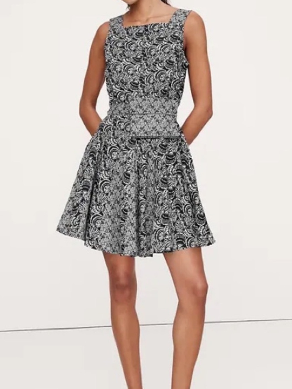 Banana Republic Cotton Poplin Printed Dress w/Belt Bag